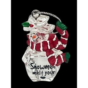 Clear Acrylic Snowman Christmas Ornament "Snowmen Melt Your Heart" - 2" - CL25